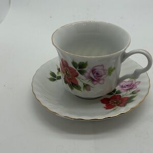 Bulova Red and Purple Floral Teacup